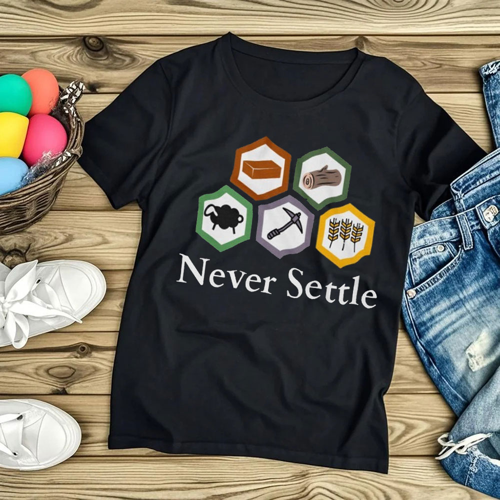 Camiseta Vintage Never Settle  - Board Game Catan avaliação e preço