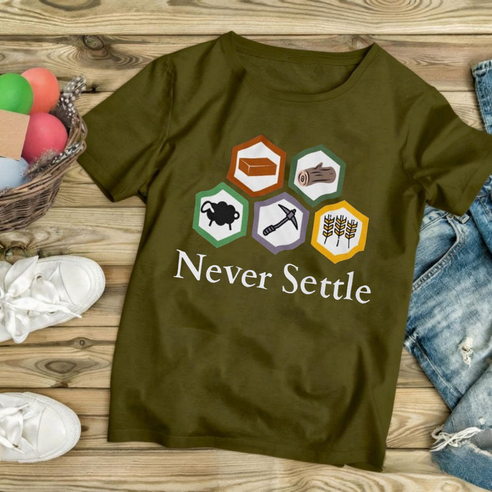Camiseta Vintage Never Settle  - Board Game Catan avaliação e preço